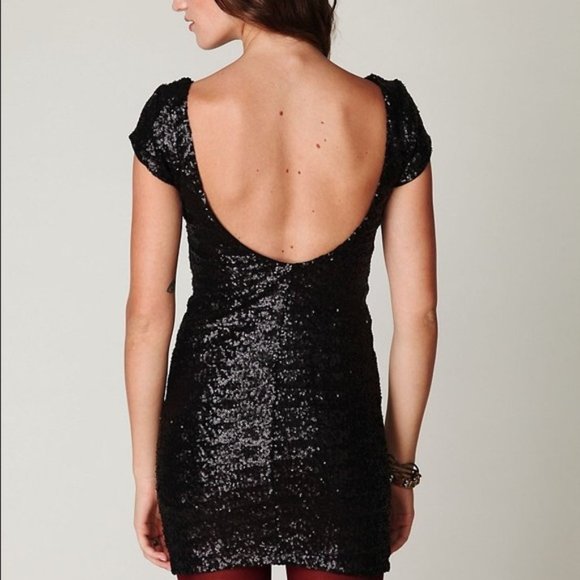 Backstage Matte Black Sequin Mini Dress Size XS - Picture 1 of 10
